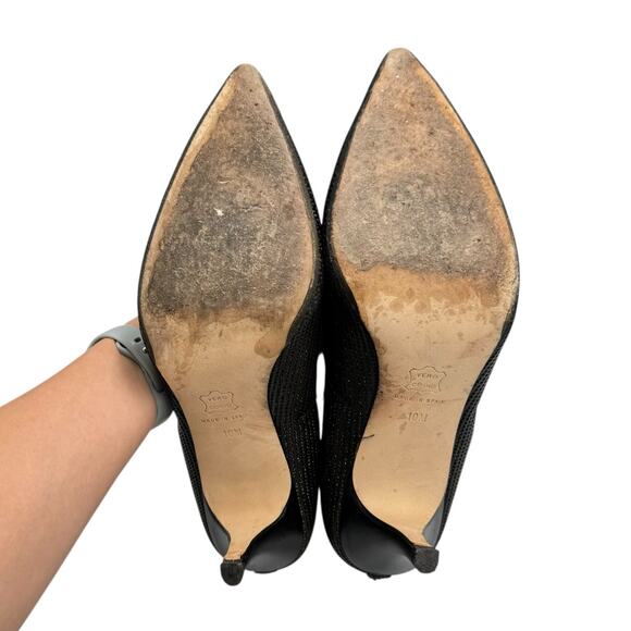 Donald J Pliner Tion Black Leather Gold Detail Perforated Pointed High Heel Pump - Picture 11 of 11